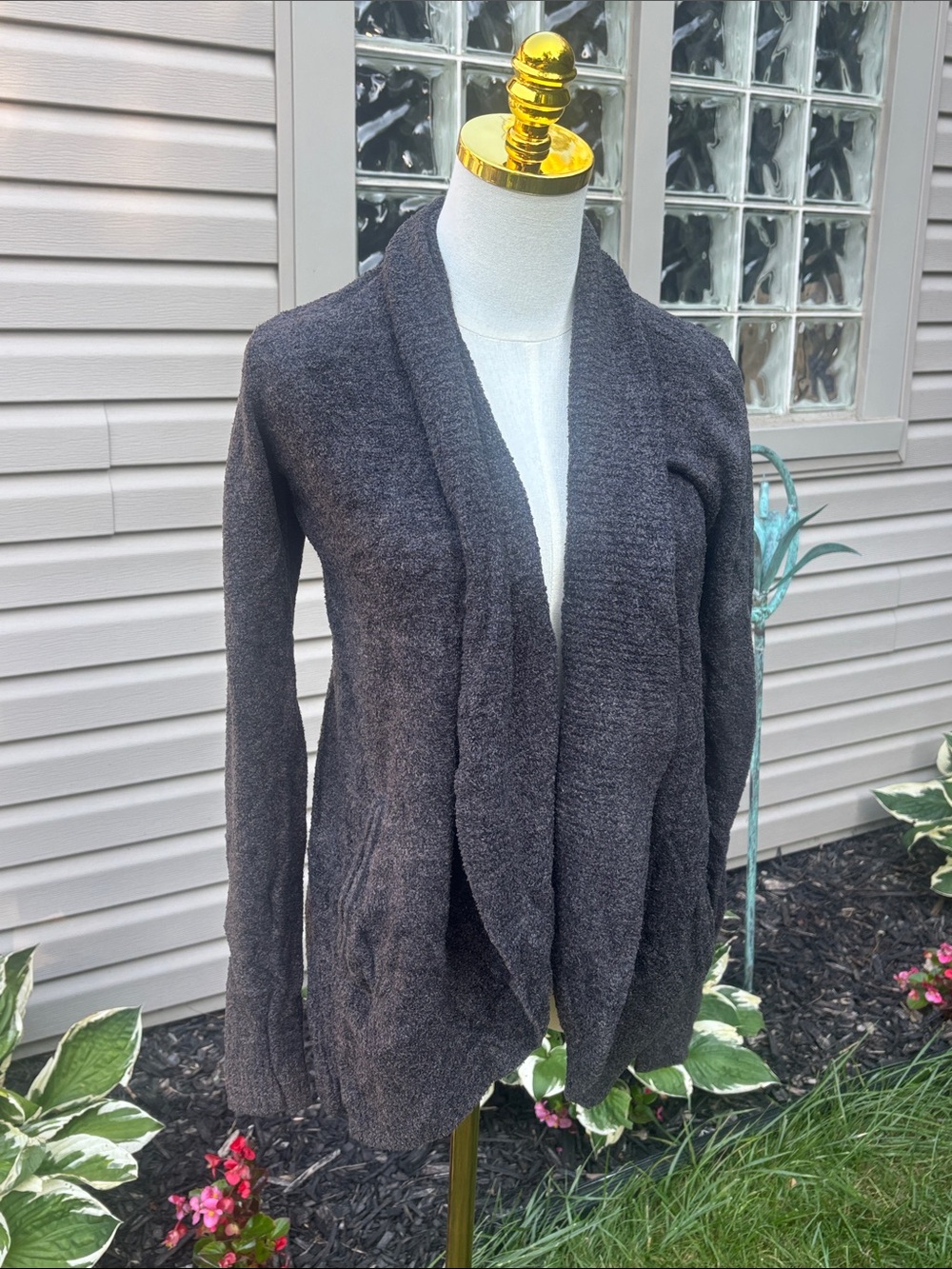 Barefoot Dreams Open-Front Cozy Cardigan - Charcoal Gray